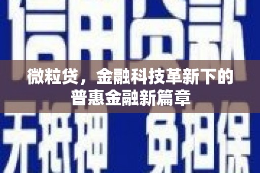 城厢微粒贷，金融科技革新下的普惠金融新篇章