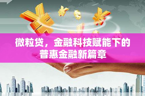 城厢微粒贷，金融科技赋能下的普惠金融新篇章