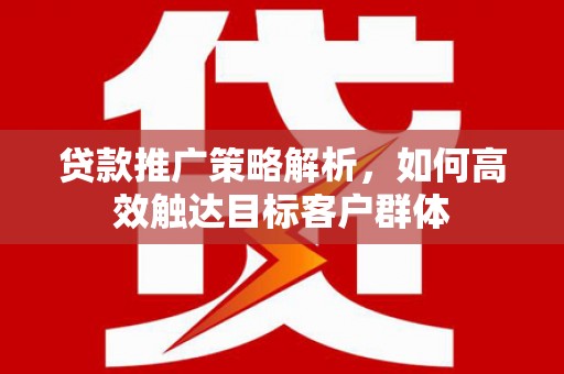城厢贷款推广策略解析，如何高效触达目标客户群体