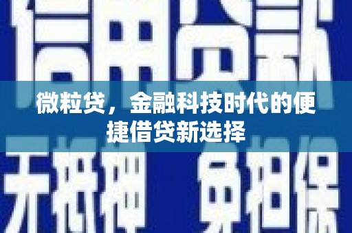 城厢微粒贷，金融科技时代的便捷借贷新选择